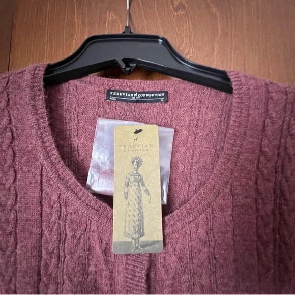 Peruvian Connection Alpaca Blend Desert Rose Alba Long Button Front Cardigan NWT